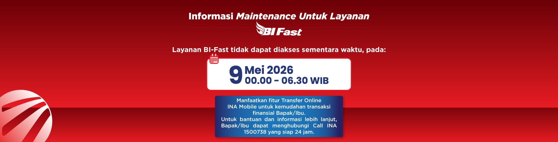 Jadwal Maintenance BI-Fast 9 Mei 2026